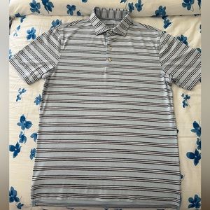 Johnnie-O Striped Performance Polo Gulf Blue
